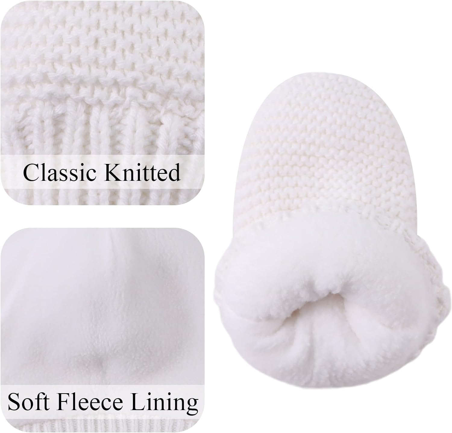 JANGANNSA Basic Winter Baby Mittens Knitted Boys Girls Gloves Warm Fleece Lined Kids Mittens - Image 3